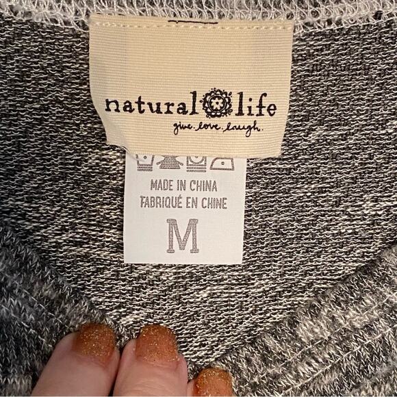 NATURAL LIFE Knit Tee shirt Dress in Space Dye Print Gray M - Picture 5 of 5